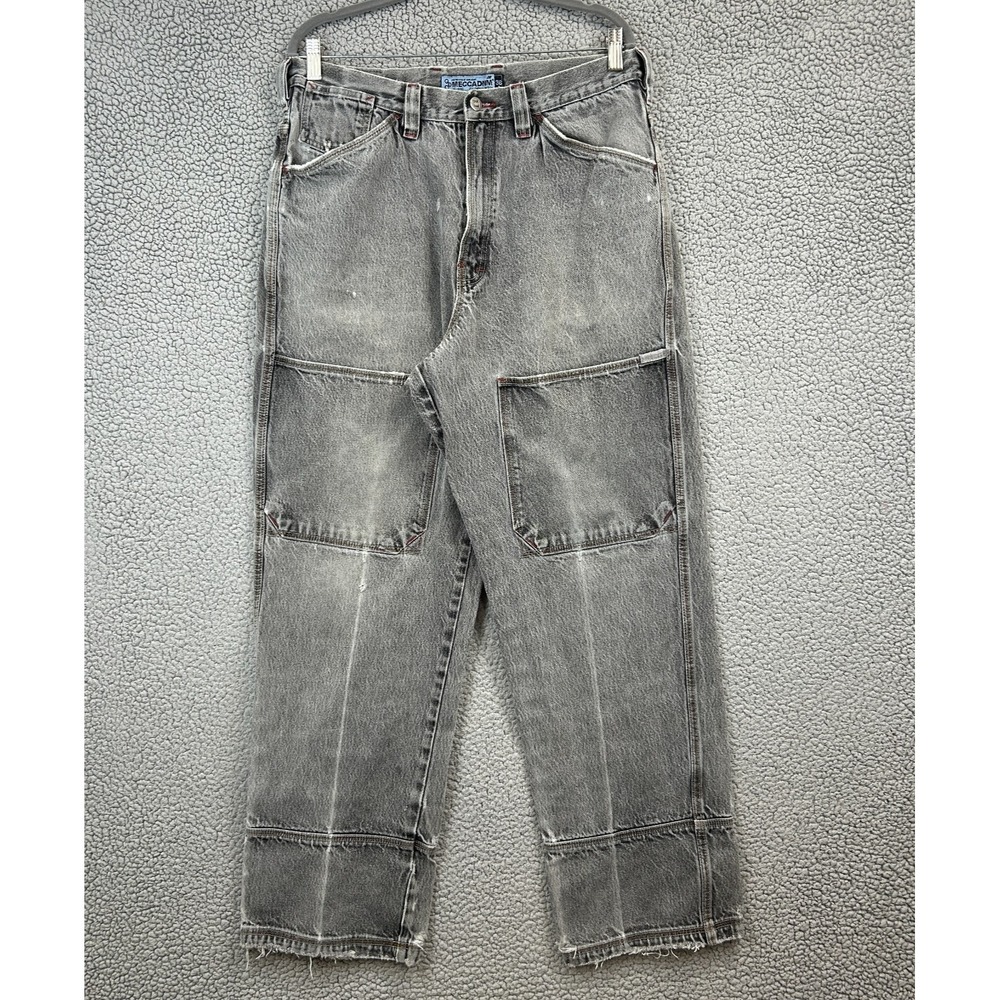 VTG Y2K Mecca DNM Jeans Denim 35x32 Skater Baggy HipHop Rap Double Knee Distress